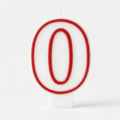 Red & White Number 0 Birthday Candle