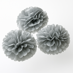 Silver Fluffy Round Pom Pom Decorations