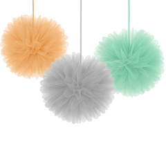 Soft Jungle Tulle Fluffy Decorations for Baby Shower - 3 Pack