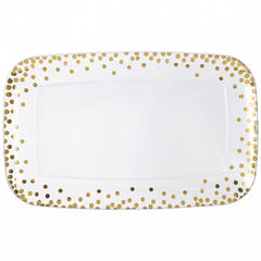 Elegant Gold Polka Dot Serving Tray - 11" x 18"