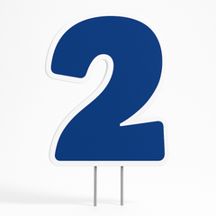 Bold Blue Number 2 Yard Sign