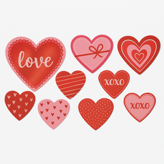 Vibrant Valentine's Day Heart Cutouts - Pack of 10