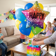 Rainbow Star Happy Birthday Foil Balloon - 18 Inch