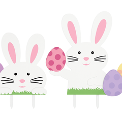 Easter Bunny and Eggs Yard Sign Decorations, 5-Piece Set