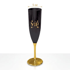Glamorous VIP Champagne Flutes - Black & Gold, 5oz, Set of 4