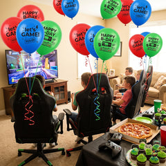 Party Town "Let's Game" Latex Balloons, 12-inch, Multicolor, 6-Pack