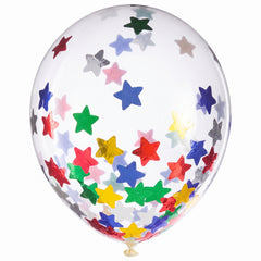 Starry Confetti Latex Balloons - 12" Multicolor, Pack of 6