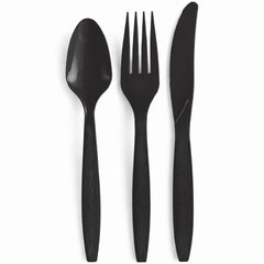 Black Plastic Cutlery Assortment - 7.5 in. - 32 Count