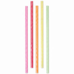 Multicolor Striped Reusable Plastic Straws - 24 Pack