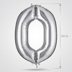 Silver Foil Number 0 Balloon