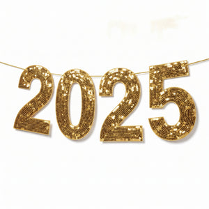 2025 Gold Paillette Oversized New Year's Hanging Banner, 12 Ft