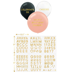 Gold Foil Balloon Stickers - Customizable Letter Sheets (6-Pack)