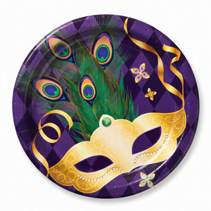 Mardi Gras Masquerade 7" Round Paper Plates
