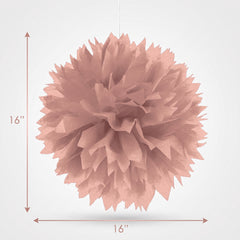 Rose Gold Tissue Pom Pom Decorations - Set of 3
