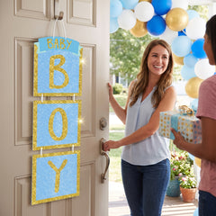 "Baby Boy" Glitter Hanging Sign Decoration for Baby Showers