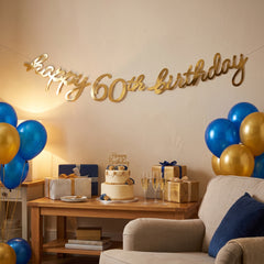 Golden Age 60th Birthday Gold Letter Banner