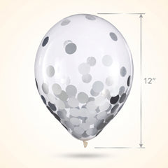 Silver Confetti Latex Balloons - 12" (Pack of 6)