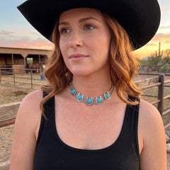 Modern Western Faux Turquoise Halloween Choker Necklace