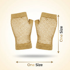 Shimmering Gold Fishnet Gloves for Adults