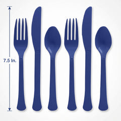 True Navy Plastic Cutlery Set - Assorted - 7.5 in.