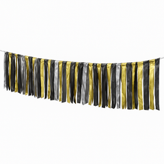 New Year's Oversized Fringe Garland - Black, Silver & Gold