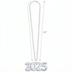Light-Up "2025" Bead Necklace with LED Pendant for New Year's Eve
