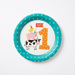 Barnyard Bash 7" Paper Plates - Baby's First Birthday