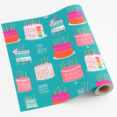 Festive Birthday Cakes Gift Wrap Roll