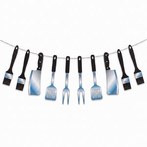 Summer BBQ Utensil Hanging Banner, 7.5 ft