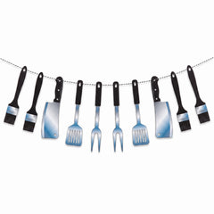 Summer BBQ Utensil Hanging Banner, 7.5 ft