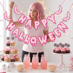 Pink Drip Letter Halloween Banner
