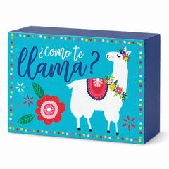 "Como Te Llama?" Llama Block Sign