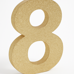 Glitter Gold Number 8 Sign, 10-Inch