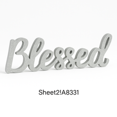 Silver Glitter "Blessed" Script Table Sign