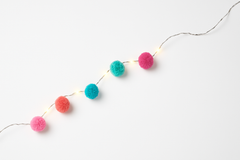 Vibrant Pom-Pom LED String Lights - 5 ft, 10 Colorful LEDs