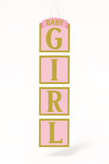 Glitter "Baby Girl" Hanging Sign Decoration for Baby Shower