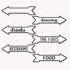 Elegant Wedding Directional Arrow Signs - Black & White, 6-Pack