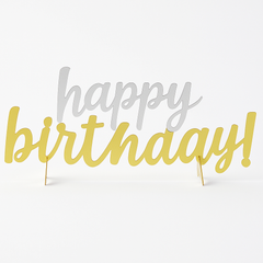 Metallic Gold and Silver "Happy Birthday" Centerpiece