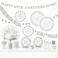 Elegant Silver 25th Anniversary Room Decorating Kit