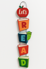 Colorful "Let's Read" MDF Door Sign