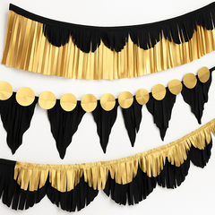 Black and Gold Fringe Banner Kit