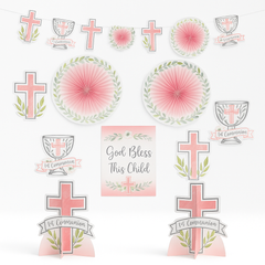Pink First Communion Room Decoration Kit - 10-Piece Set