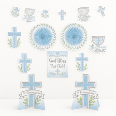 Blue Sacraments Communion Room Decor Kit - 10 Piece Set for Religious Celebrations