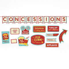 Hollywood Movie Night Concessions Decorating Kit - Room & Table Centerpiece, 19-Piece Set