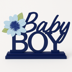 Baby Boy Stand-Up Sign with Bloom Accent