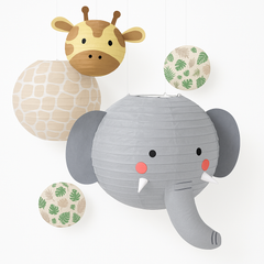 Soft Jungle Paper Lanterns for Baby Shower - 5 Pack