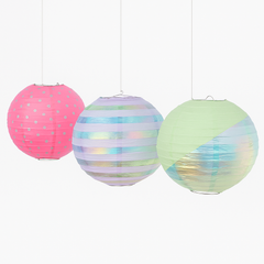 Opalescent Paper Lanterns - 3 Pack Hanging Decorations