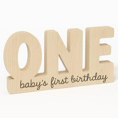 "ONE" Wooden Centerpiece Sign - Baby's First Birthday Decoration
