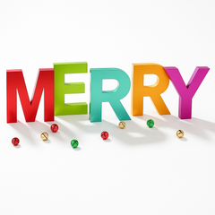 Festive "Merry" Tabletop Decoration Set, Multi-Colour Felt