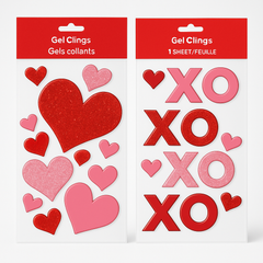 Valentine's Day Assorted Heart & XO Gel Clings